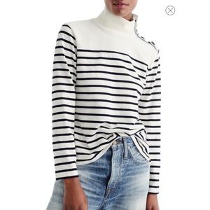 J crew striped button shoulder turtleneck